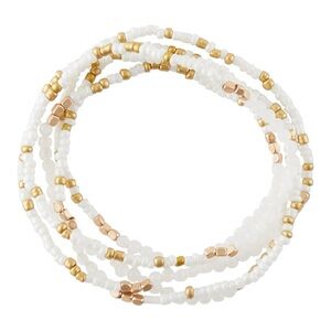 J M Jill Michael 5 Piece White and Gold Beaded Bracelet Set